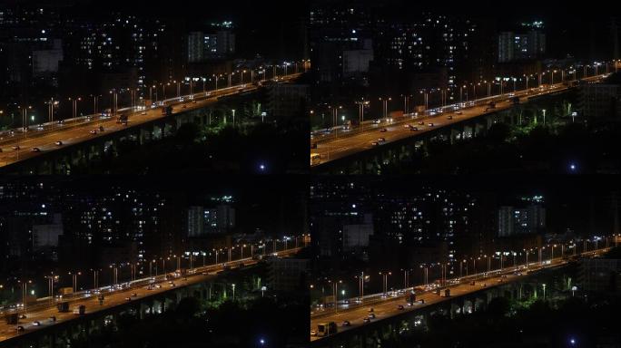 深圳市西丽南光高速夜景车流4K视频
