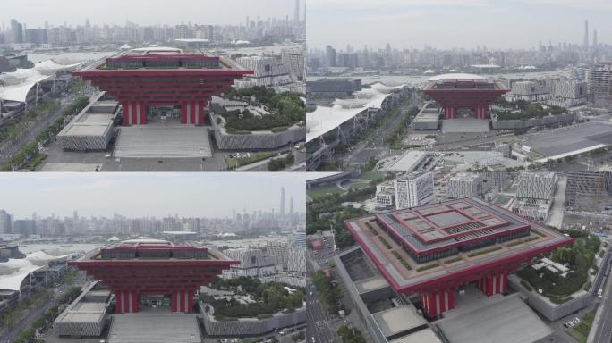 4K原素材-航拍上海世博展览馆