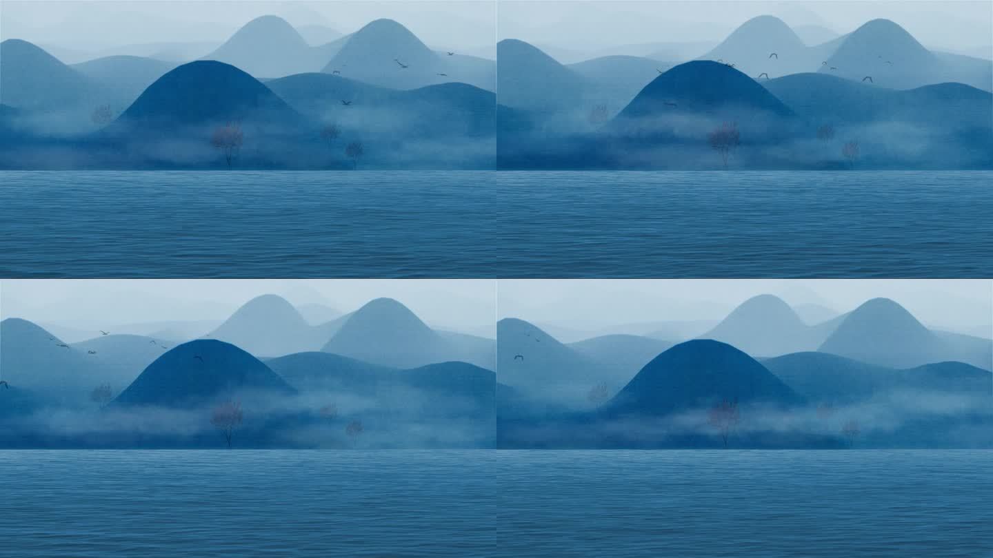 云雾飘渺水墨山水-4循环