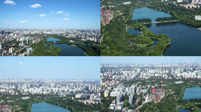 从中央电视塔俯拍北京玉渊潭公园