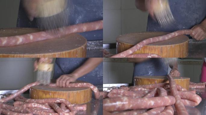 做腊肠的过程拌肉馅05