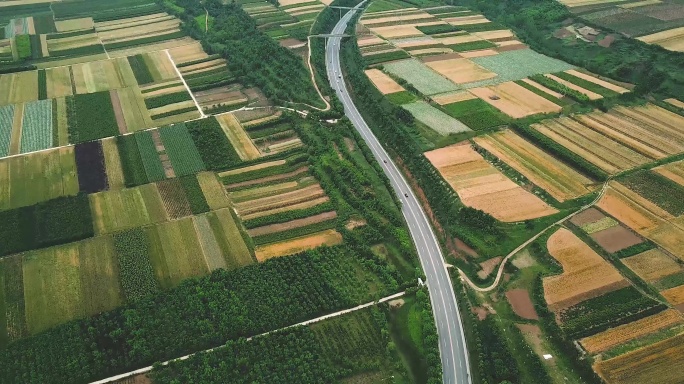 陕西蓝田麦田公路素材