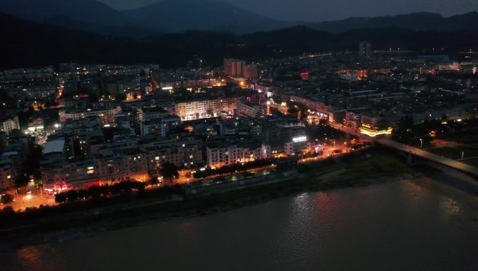 雅安城市上升航拍夜景