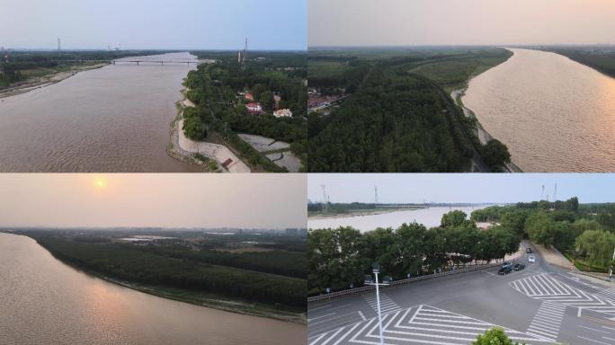 黄河落日大桥航拍