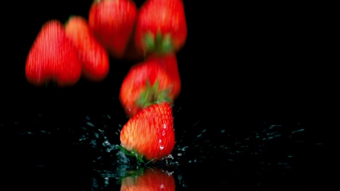 草莓水果慢动作