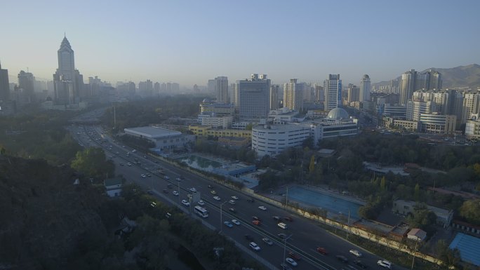 新疆乌鲁木齐城市空镜日景俯拍