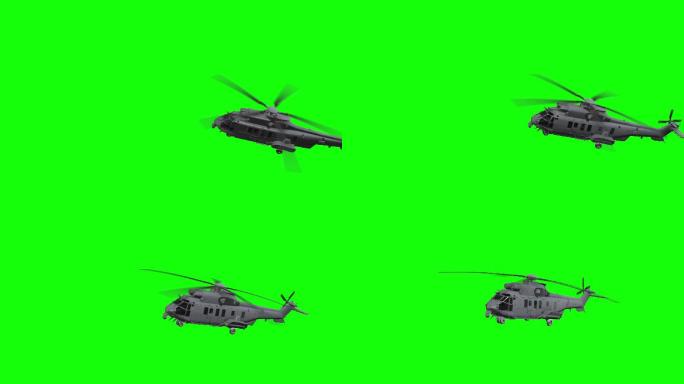 简单唯美的直升机绿屏模板