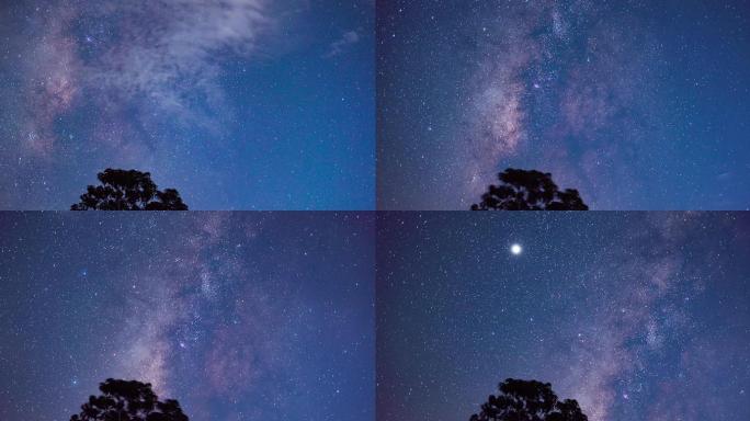 星空银河星轨夜晚夜景唯美梦幻英仙座流星雨