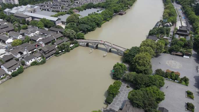 杭州拱宸桥航拍全景