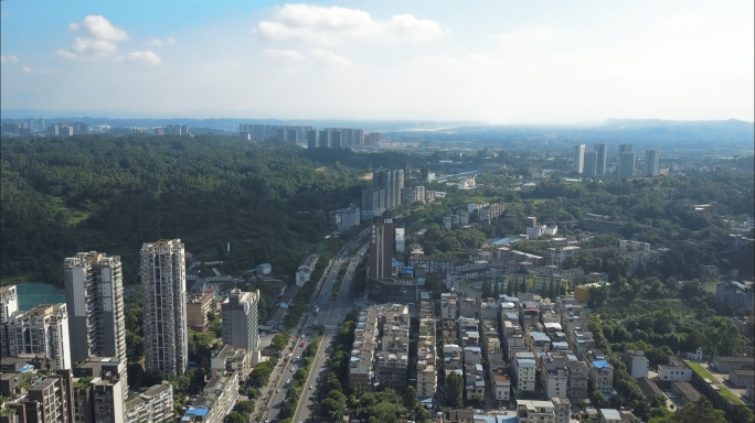 【4K】四川乐山市城市街道车流航拍