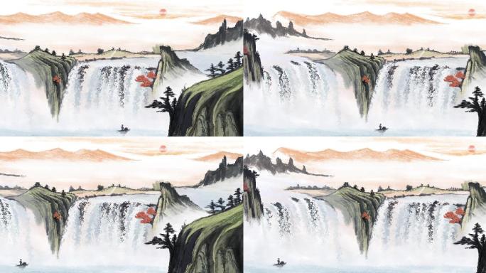 中国画水墨山水素材古风诗词朗诵背景