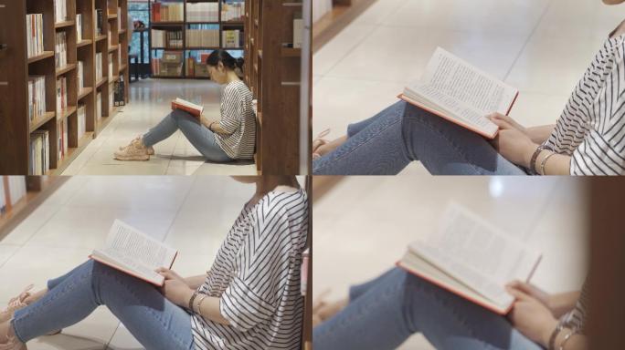 美女看书图书馆看书【4k原创】