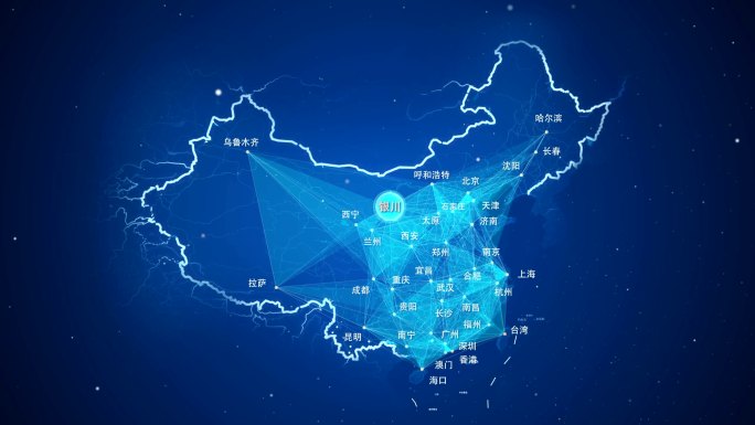 宁夏银川辐射中国到世界地图