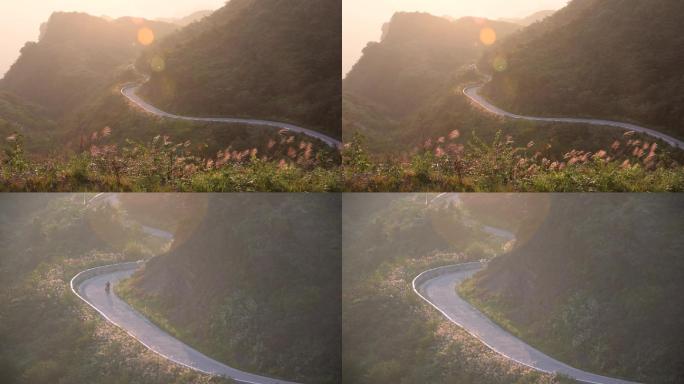 夕阳下蜿蜒的公路