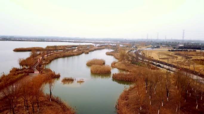 徐州沛县安国湿地公园航拍4K