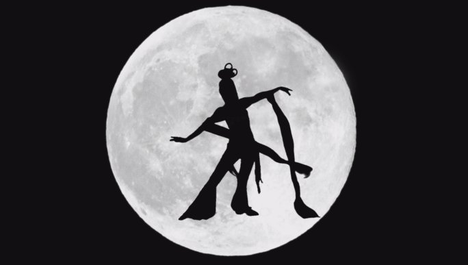 古装美女剪影在月球上跳舞（透明通道）