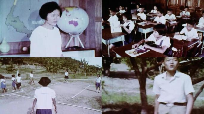 50年代缅甸小学生学校老师教室课间休息