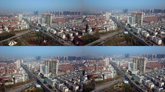 徐州沛县城市道路航拍4K视频素