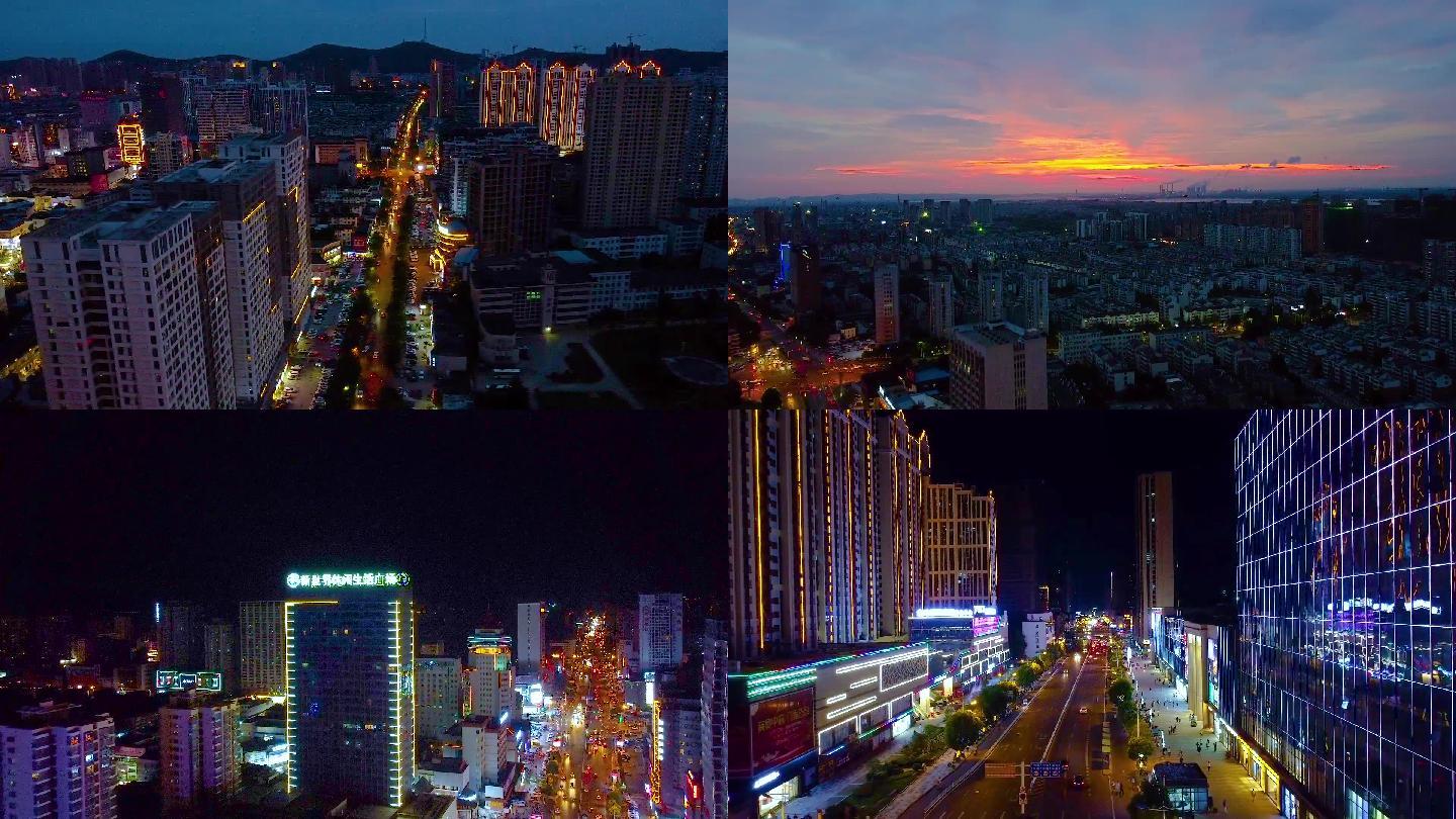 安徽淮南龙湖商圈老城区市中心夜景