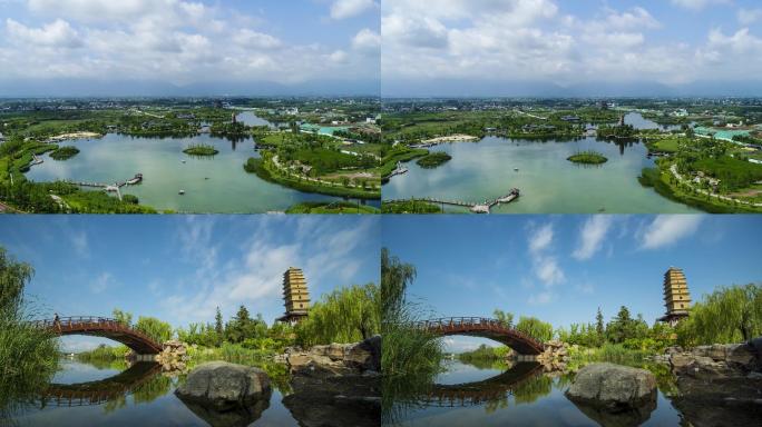 西安鄠邑区渼陂湖大景延时