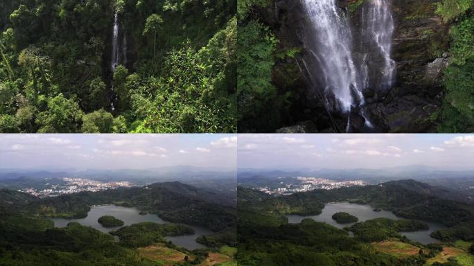 【原创】琼中百花岭热带瀑布在山上流下