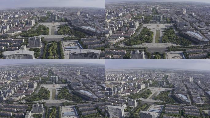 4K-原素材-酒泉市世纪广场航拍