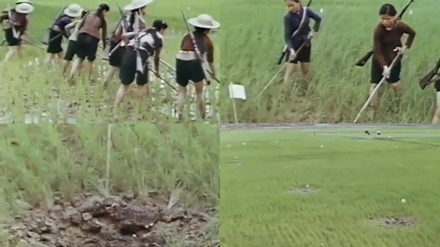 80年代中国中越边境民兵排雷清理雷区雷场