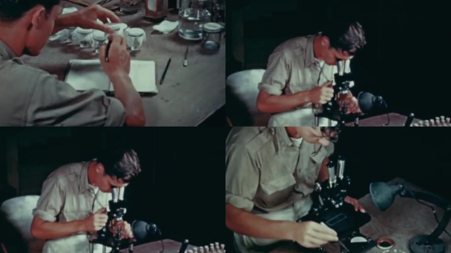 40年代乡村卫生样本显微镜细菌病菌防疫