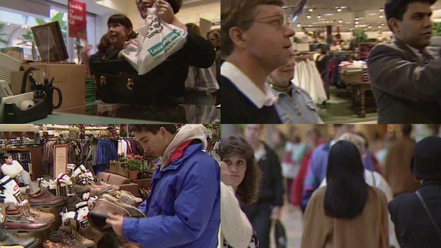 90年代圣诞节商场商店购物