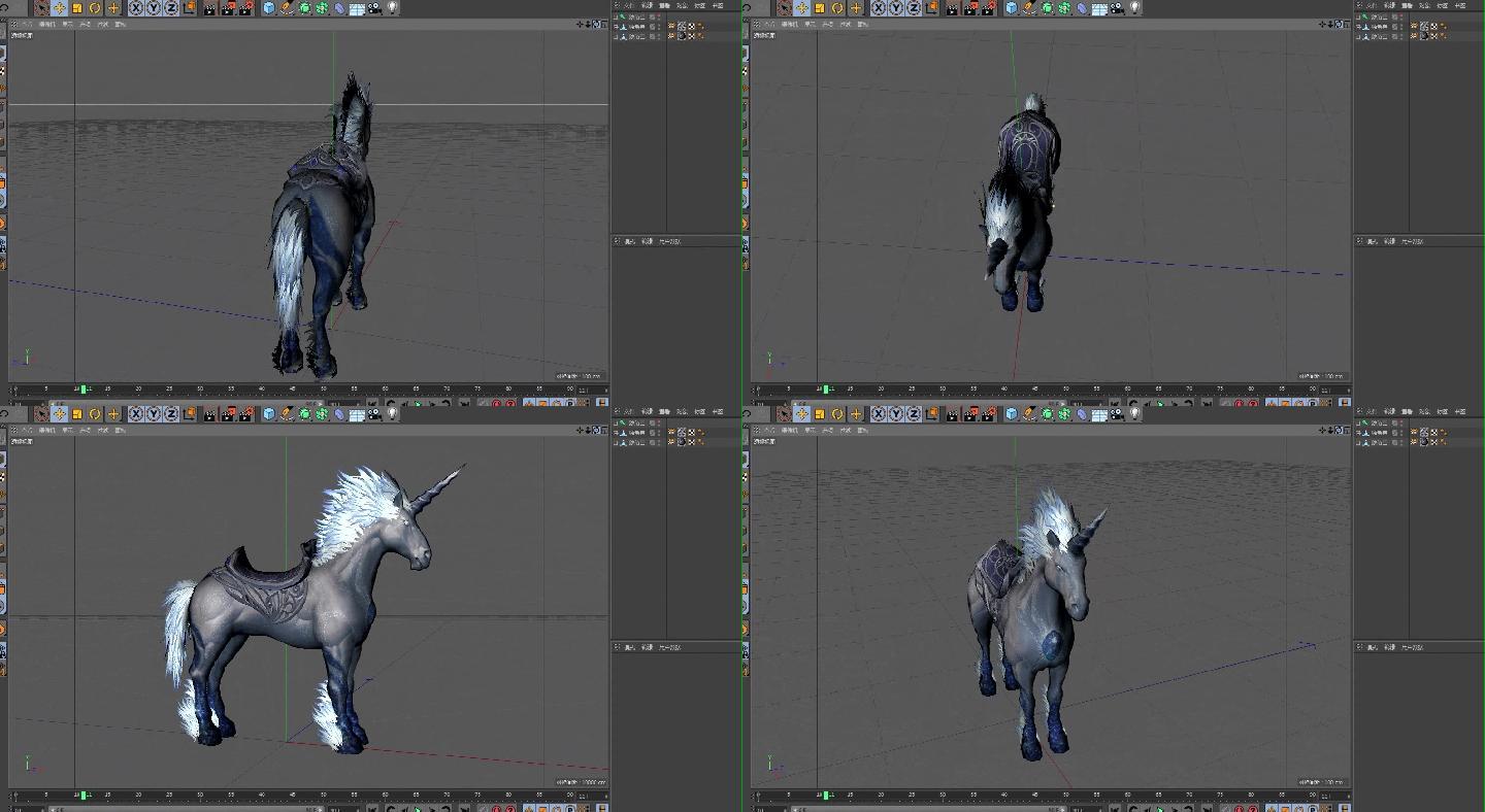 远古独角兽神兽神马C4D模型工程cg影视