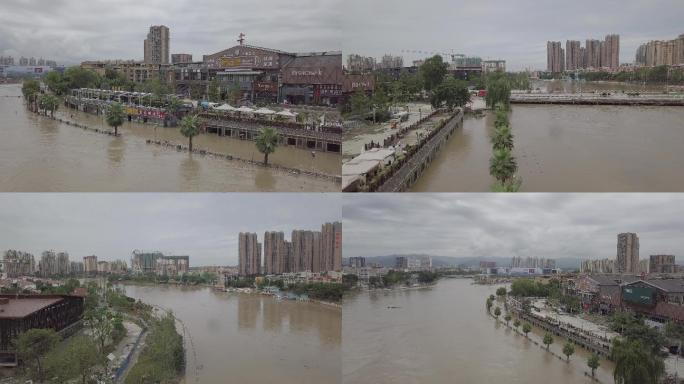 成都金堂县城洪水