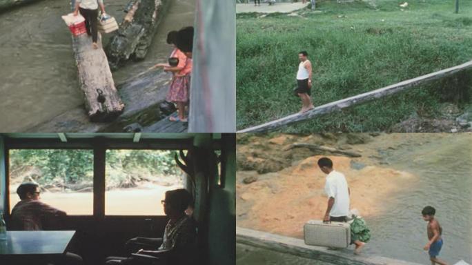 80年代珠江两岸乡村居民百姓生活乘坐客轮