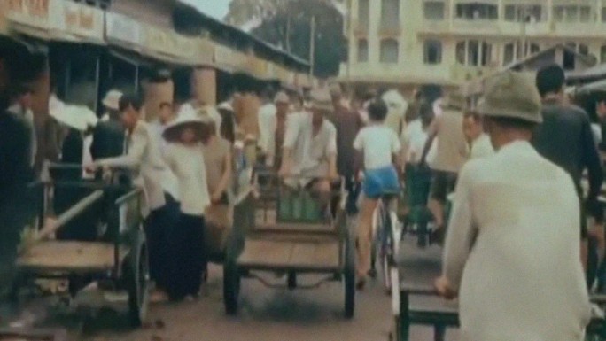 50年代南洋华人华侨生活菜市场居民购物