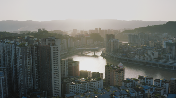 【4K】达州市夕阳航拍