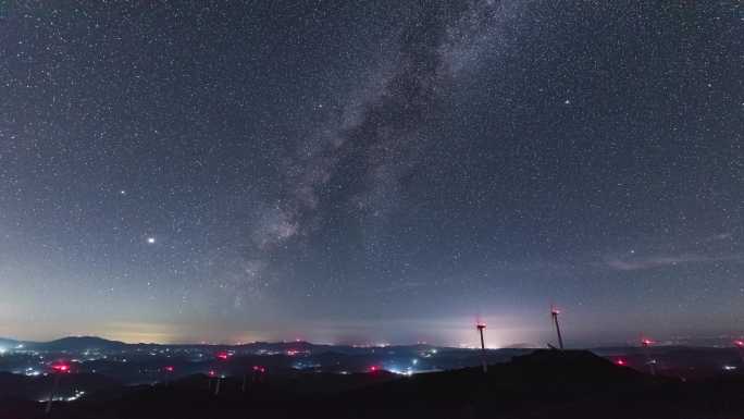 6k星空银河延时风力发电站全景版