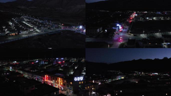 西藏日喀则吉隆县县城夜景航拍