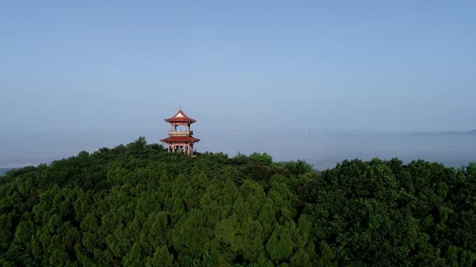 航拍襄阳鹿门山国家森林公园鹿门寺风景区