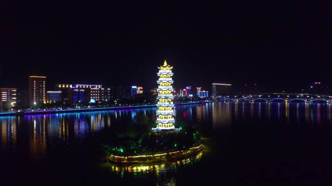 韶关夜景三江六岸通天塔通天塔夜景