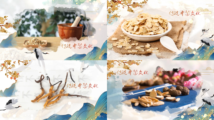 养生水墨仙鹤片头AE模板