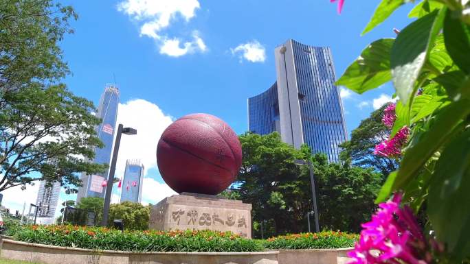 东莞第一国际篮球雕塑延时摄影