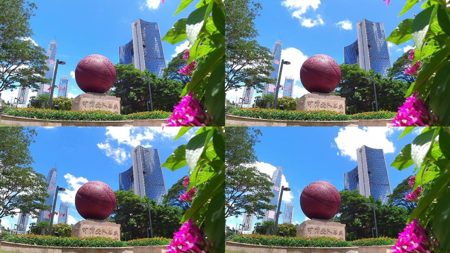 东莞第一国际篮球雕塑延时摄影