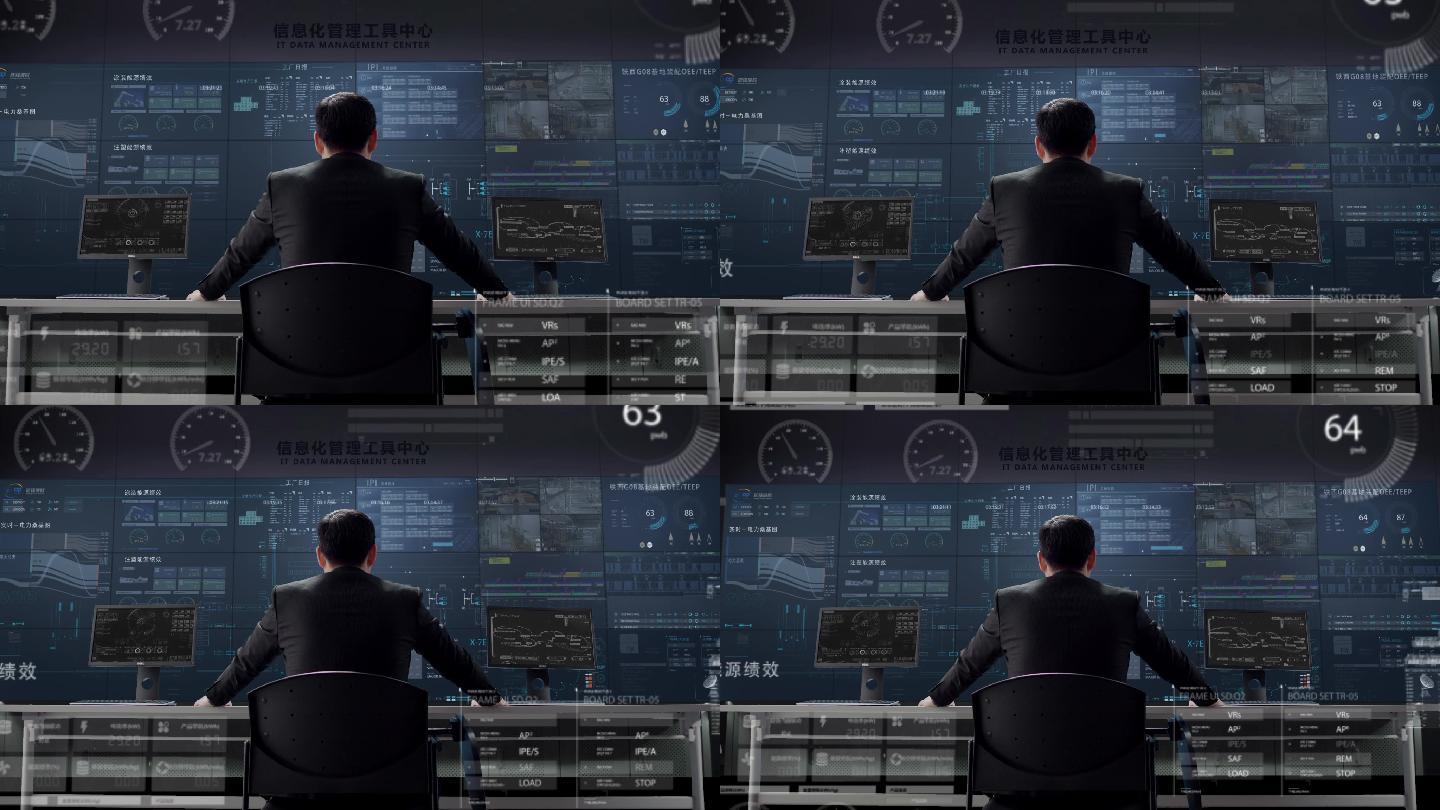 科技监控室/可编辑中控室屏幕界面AE模板