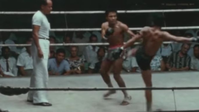 70年代泰国民族传统武术泰拳格斗比赛