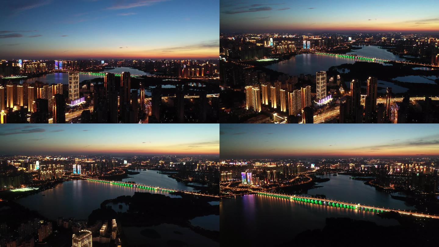 4k武汉汉阳墨水湖桥夜景航拍