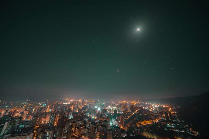 8K兰州城市星空背景延时