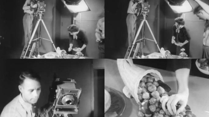 40年代老式照相机灯光师拍摄广告海报