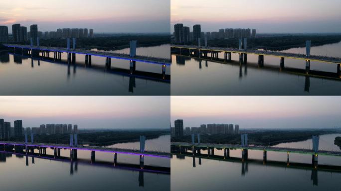 辽阳太子河大桥河东衍水大夜景航拍延时摄影