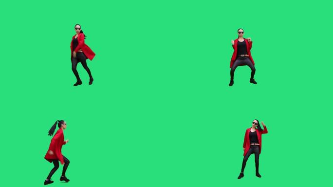 穿红衣的美女跳舞绿屏素材