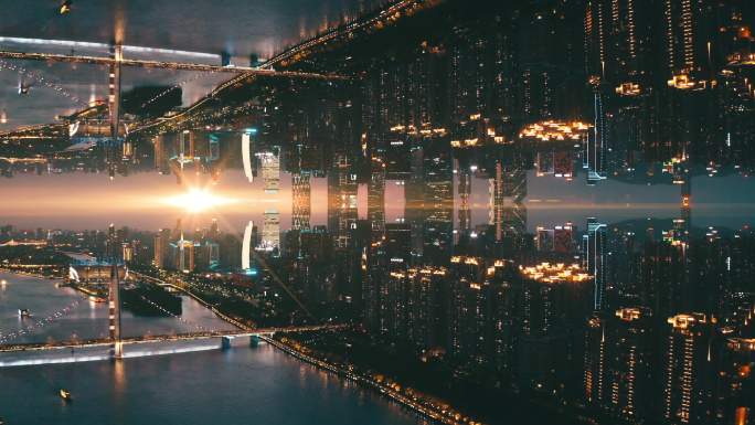 赛博朋克风未来科技城市风景素材
