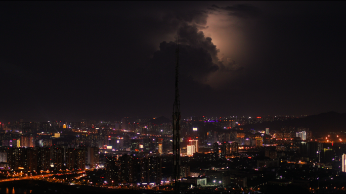 4K城市夜空疯狂闪电07